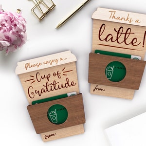 agradece a um porta-cartões de presente de café latte | cartão do dia do chefe | Colaborador Pessoal Cliente Cliente | Licença Comercial | Arquivos de corte SVG prontos para laser