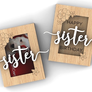 Cadeau pour soeur | Porte-cartes cadeau personnalisé Joyeux anniversaire | Fichiers de découpe SVG prêts pour le laser
