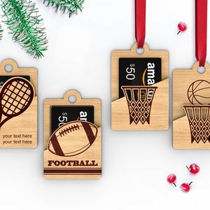 Enfeite de Natal esportivo e porta-cartão-presente | tênis futebol basquete | Pacote de 3 | Arquivos SVG de corte prontos para laser - DOWNLOAD INSTANTÂNEO