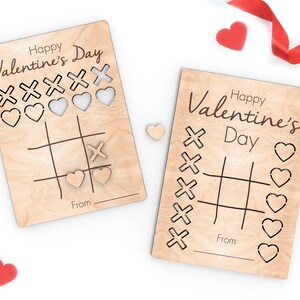 Cartes de voeux personnalisées Tic Tac Toe pour la Saint-Valentin - Svg - Fichiers découpés au laser, Découpe laser