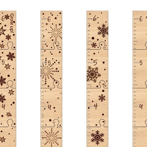 Schneeflocken Wachstumstabelle Kunst | Hängende Messlatte für die Größe eines Babys, Kleinkind, Enkelkind | Glowforge SVG-Dateien bündeln
