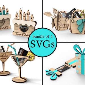 Alles Gute zum Geburtstag | Geschenkkartenhalter 4er Paket | Kommerzielle Lizenz | geschnitten Datei