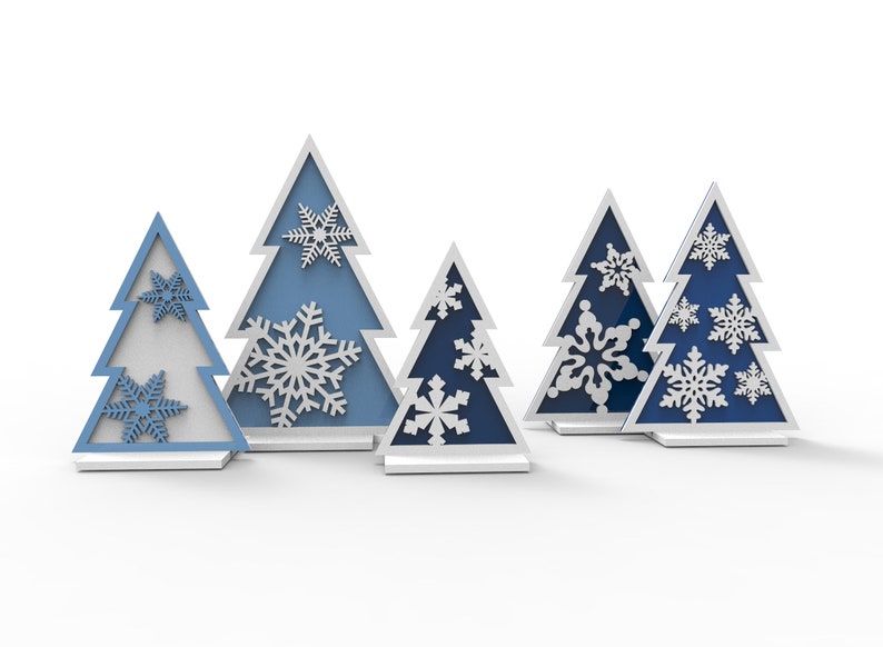 INSTANT DOWNLOAD Svg Laser-Ready Cut Files bundle of 5 Christmas tree ornaments for Table Top Decor INSTANT DOWNLOAD Svg Laser-Ready Cut Files bundle of 5 Christmas tree ornaments for Table Top Decor