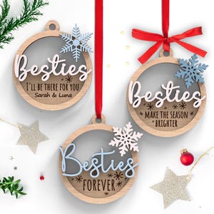 Laser-Ready Cut Files | Best Friend Christmas Gift | Gift For BFF |  Personalized Bestie Ornament Set | Glowforge, Svg