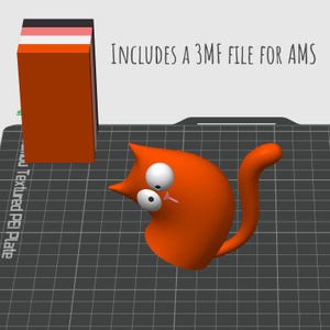 Cute Cat Figurine STL & 3MF | 3D Printable Cartoon Cat | Desk Decor | Easy Assembly + One-Piece Print | Commercial Use