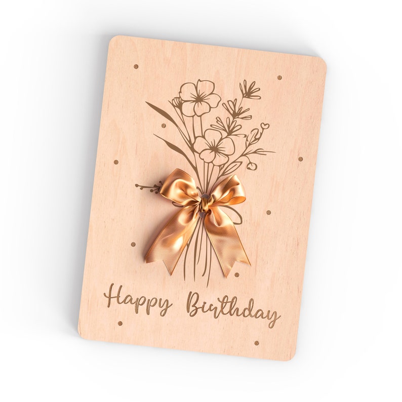 Happy birthday cash holder | Money gift | Floral greeting card | Laser cut SVG file including commercial license