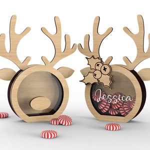 Cesta de rena do Papai Noel personalizada - arquivo de corte a laser, arquivo vetorial - DOWNLOAD INSTANTÂNEO - Uso comercial