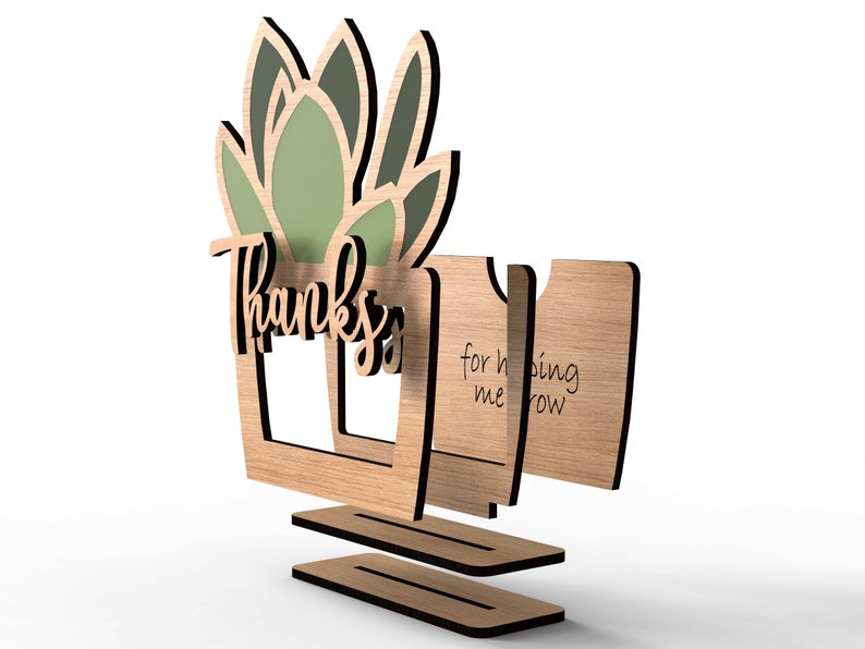 Succulent Teacher Appreciation Gift Card Holder | Thank You for helping me grow | Svg Laser-Ready Cut Files