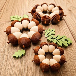 Acorn Wreath Ornament STL | Fall Decor 3D Print File | Set of 2 | Autumn Hanging Ornament | Woodland Thanksgiving Decor | Commercial License