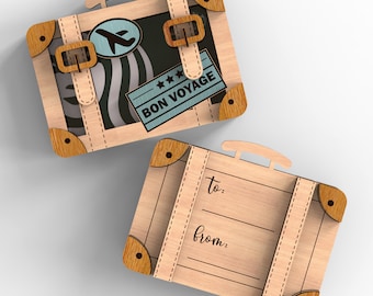Vintage Suitcase Gift Card Holder: Laser Cut Files (SVG, DXF, PDF)