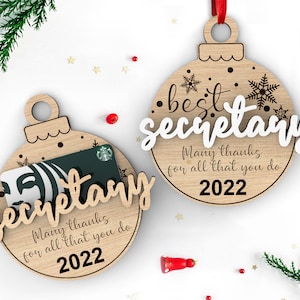 Kerstcadeau voor secretaresse | Ornament cadeaukaarthouder | Cadeau voor administratieve professionals - Svg-laserklare snijbestanden