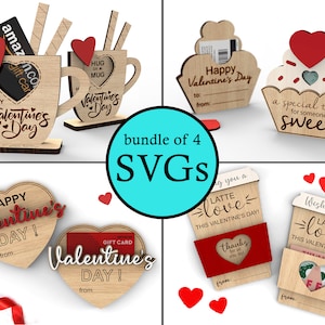 Regalo personalizzato per San Valentino / Porta carte regalo / Confezione da 4 / File laser SVG