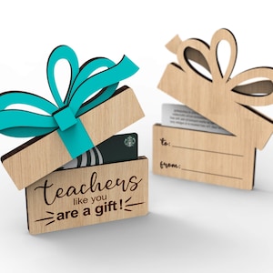 Porte-cartes cadeau | Les professeurs comme vous sont un cadeau | Cadeau personnalisé pour professeur d'école | modèle de porte-monnaie | Fichiers de découpe SVG prêts pour le laser