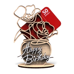 Alles Gute zum Geburtstag Blumenvase | Personalisierter Geschenkkartenhalter | Kommerzielle Lizenz | geschnitten Datei