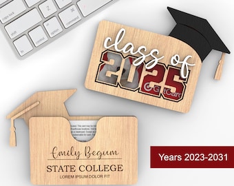 Class of 2025 | Customizable graduation gift card holder | School, university or college | Svg Laser-Ready Cut Files