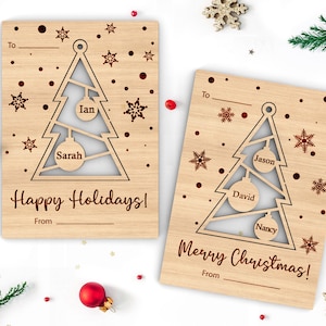 Regalo de Navidad familiar personalizado con nombre de los miembros de la familia / Regalo de Navidad familiar / Adorno familiar para 2-6 personas / Archivos SVG listos para cortar con láser