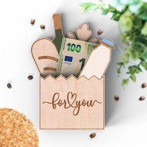Lebensmittelgeschäft Supermarkt Tasche Bargeld Halter | Geldgeschenk | Geschenkkartenhalter | geschnitten Datei