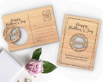 Mother's Day Card with keychain | Mothers Day Gift | Greeting Card | Happy Mothers Day - Svg Laser-Ready Cut Files