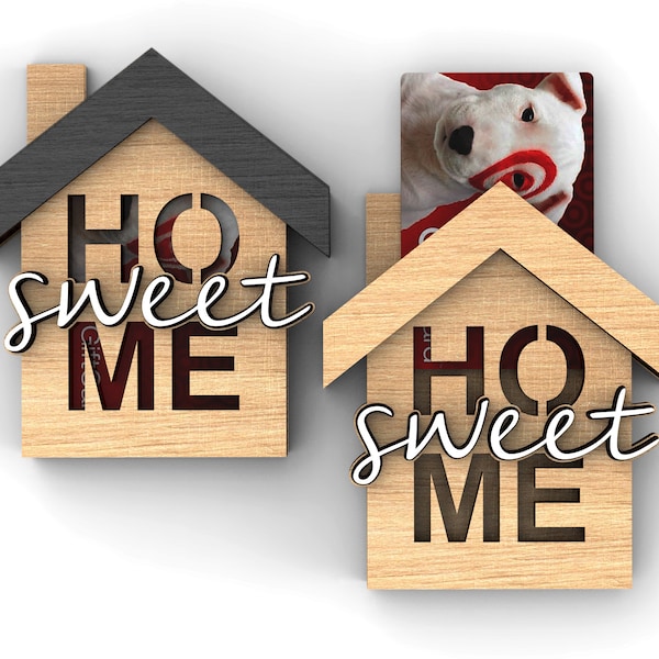 Home Sweet Home | Personolized Housewarming Gift Card Holder | Realtor Closing , Real Estate Agent Gift | Svg Laser-Ready Cut Files