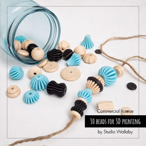 Textured Beads STL Bundle | 30 Ribbed & Fluted Bead Designs | Keychain Bracelet Suncatcher 3D Print Files | Commercial Use