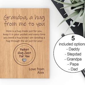 Carte de voeux de grand-père | Carte de fête des pères avec jeton en bois | Lot de 5 | Meilleure idée cadeau d'anniversaire - Fichiers Svg découpés au laser