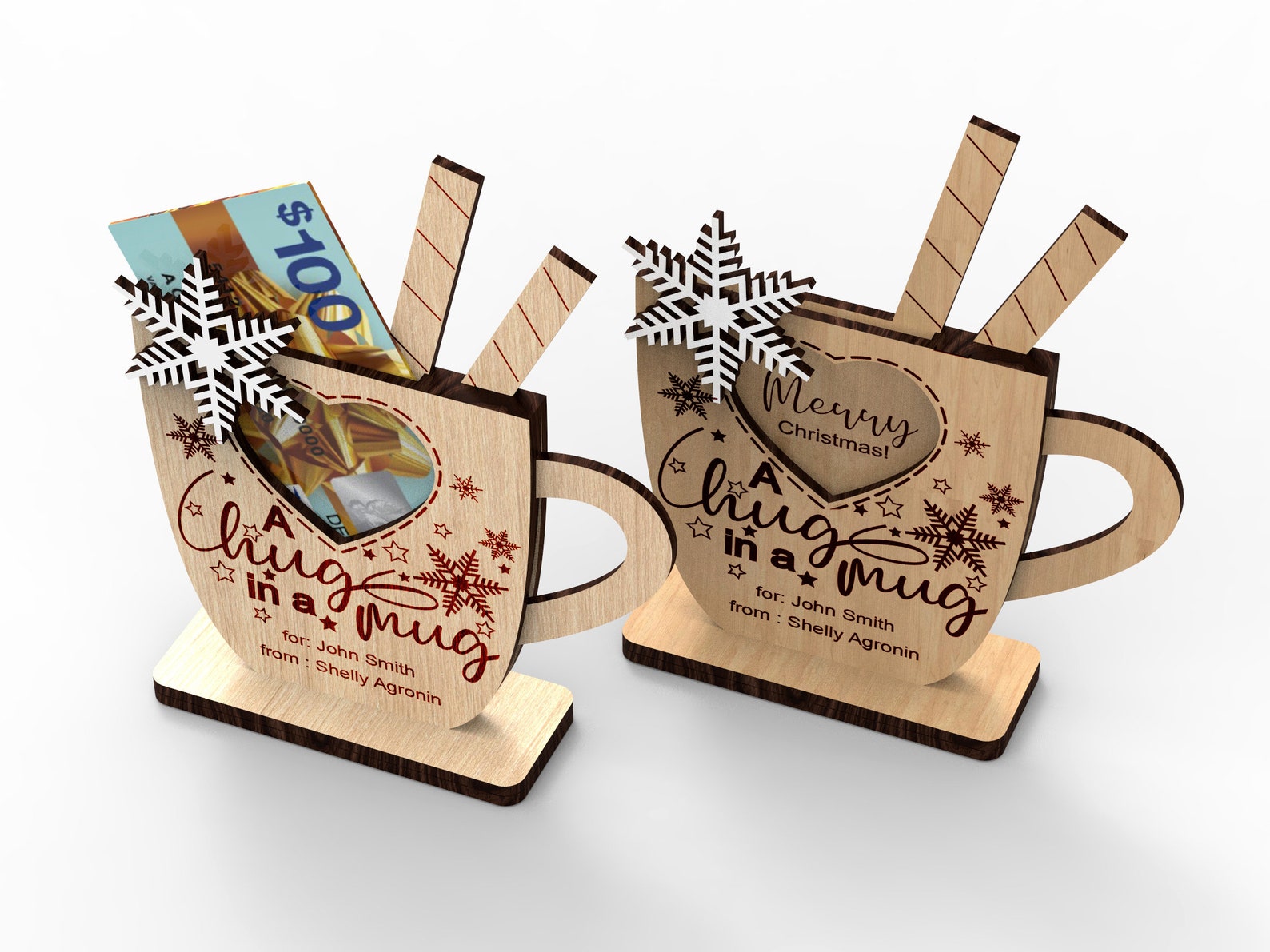 A Hug in a Mug Gift Card Holder Personalized Holiday Gift Etsy