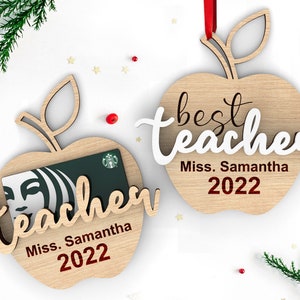 Personalized School Teacher gift | Apple gift card holder | Best teacher - Svg Laser-Ready Cut Files