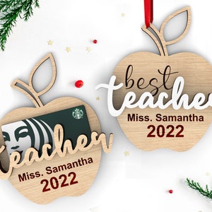 Gepersonaliseerd cadeau voor schoolleraar | Apple-cadeaukaarthouder | Beste leraar: lasergesneden SVG-bestanden