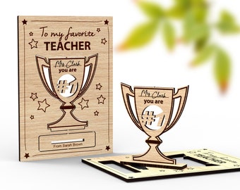 Teacher's trophy popup card | Personalized Teacher's gift | You are No1  - Svg Laser-Ready Cut Files