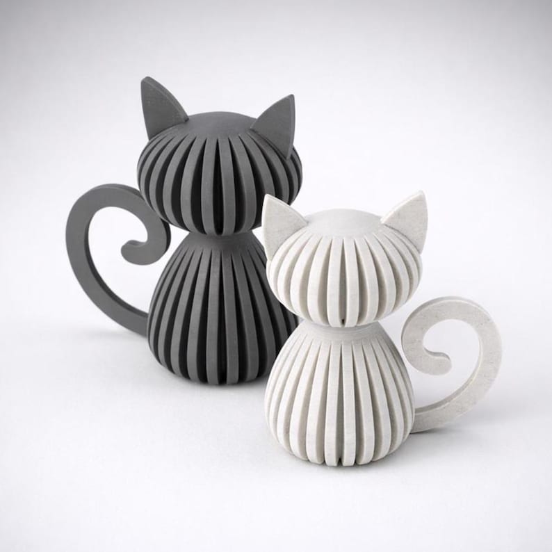 Tiny Cats Pair STL File | Minimalist Baby Cats | Japandi Kitten Sculptures | 3D Printable Decor | Commercial License