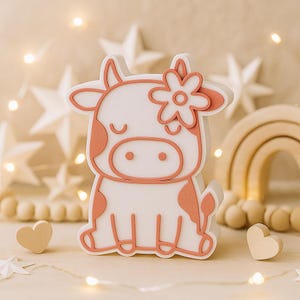 Cute Cow Night Light STL 3MF Cow Lamp 3D Print File