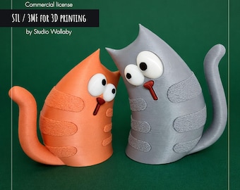 Pareja de gatos adorables / Archivo STL 3MF / Set de figuras de gatos para impresión 3D / Miniaturas para amantes de los gatos, figuras de gatos / Licencia comercial
