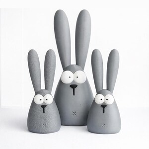 Funny Easter bunny 3D printing file, cute rabbit figurine STL 3MF, small and large bunny models, commercial use