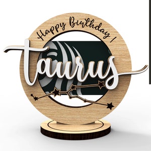 Stier Sternzeichen Stier Personalisierter Geschenkkartenhalter | Kommerzielle Lizenz | Alles Gute zum Geburtstag | geschnitten Datei