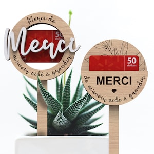 Merci de m'avoir aidé à grandir | Porte-cartes cadeau remerciement pour professeur de français | Étiquette végétale porte-cartes | Fichiers de découpe SVG prêts pour le laser
