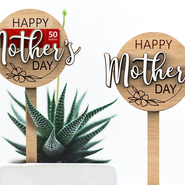 Mother's Day Gift Card Holder | Plats Tag |  for Mom |  for Mum | Svg Laser-Ready Cut Files