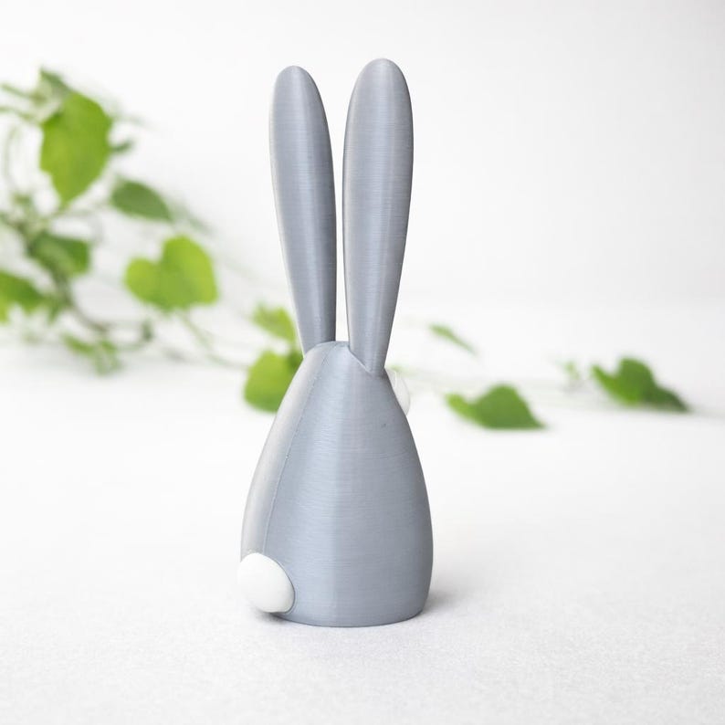 Minimalist Easter bunny 3D print figurines, cute rabbit desk decor, STL and 3MF 3D print files, multi-part and one-piece models, modern Easter rabbit figurine