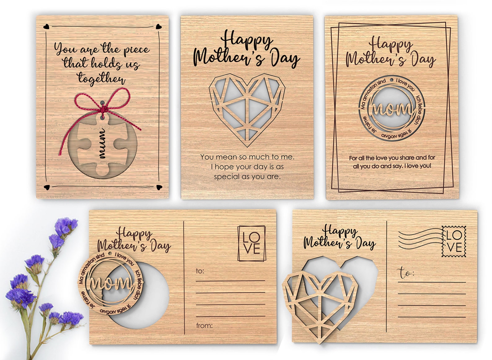 Happy Mother’s Day Laser Cut Bundle of 5 Svg Laser-ready | Etsy