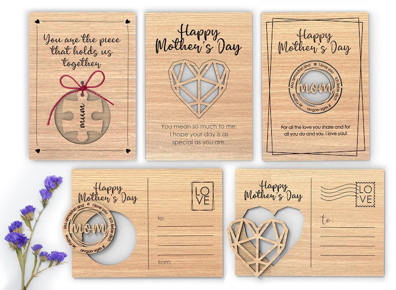 Happy Mother's Day laser cut bundle of 5 - Svg Laser-Ready Cut Files 