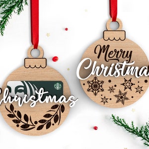Frohe Weihnachten | Personalisierter Geschenkkartenhalter mit Schneeflocken | Echtes Geldgeschenk |  2er-Bundle | Kommerzielle Lizenz |  SVG Laserdatei