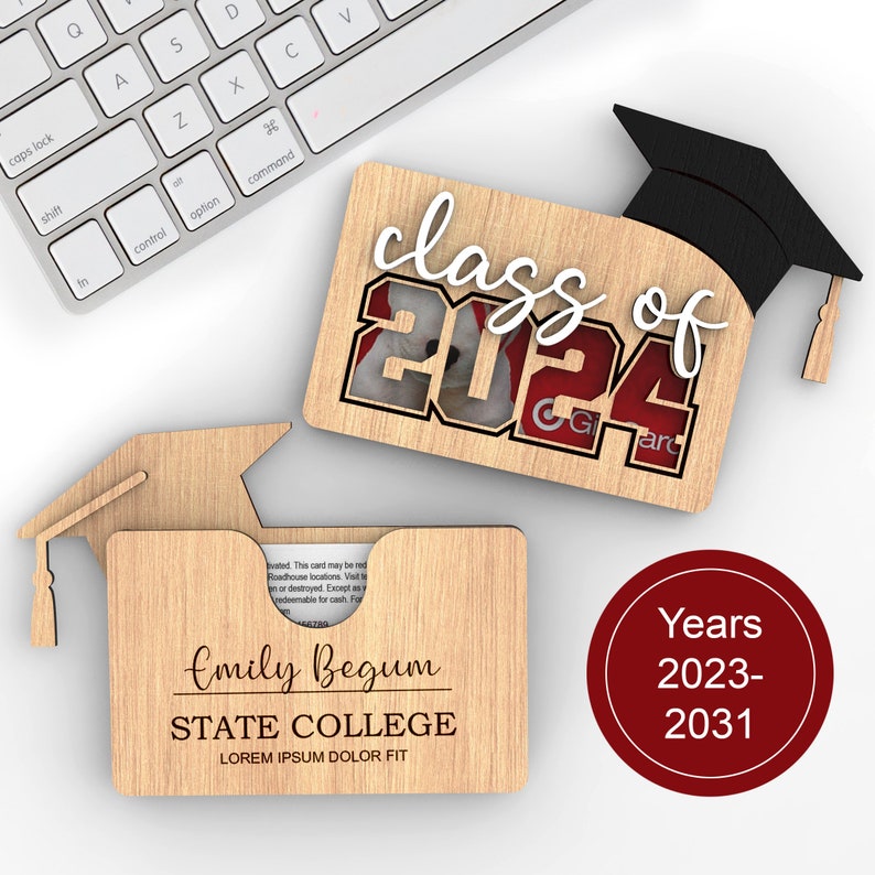 Class of 2024 | Customizable graduation gift card holder | School, university or college | Svg Laser-Ready Cut Files