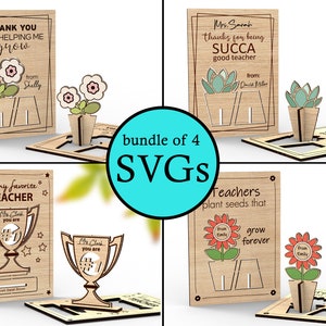 Teacher appreciation popup cards bundle | Personalized Teacher's gift - Svg Laser-Ready Cut Files