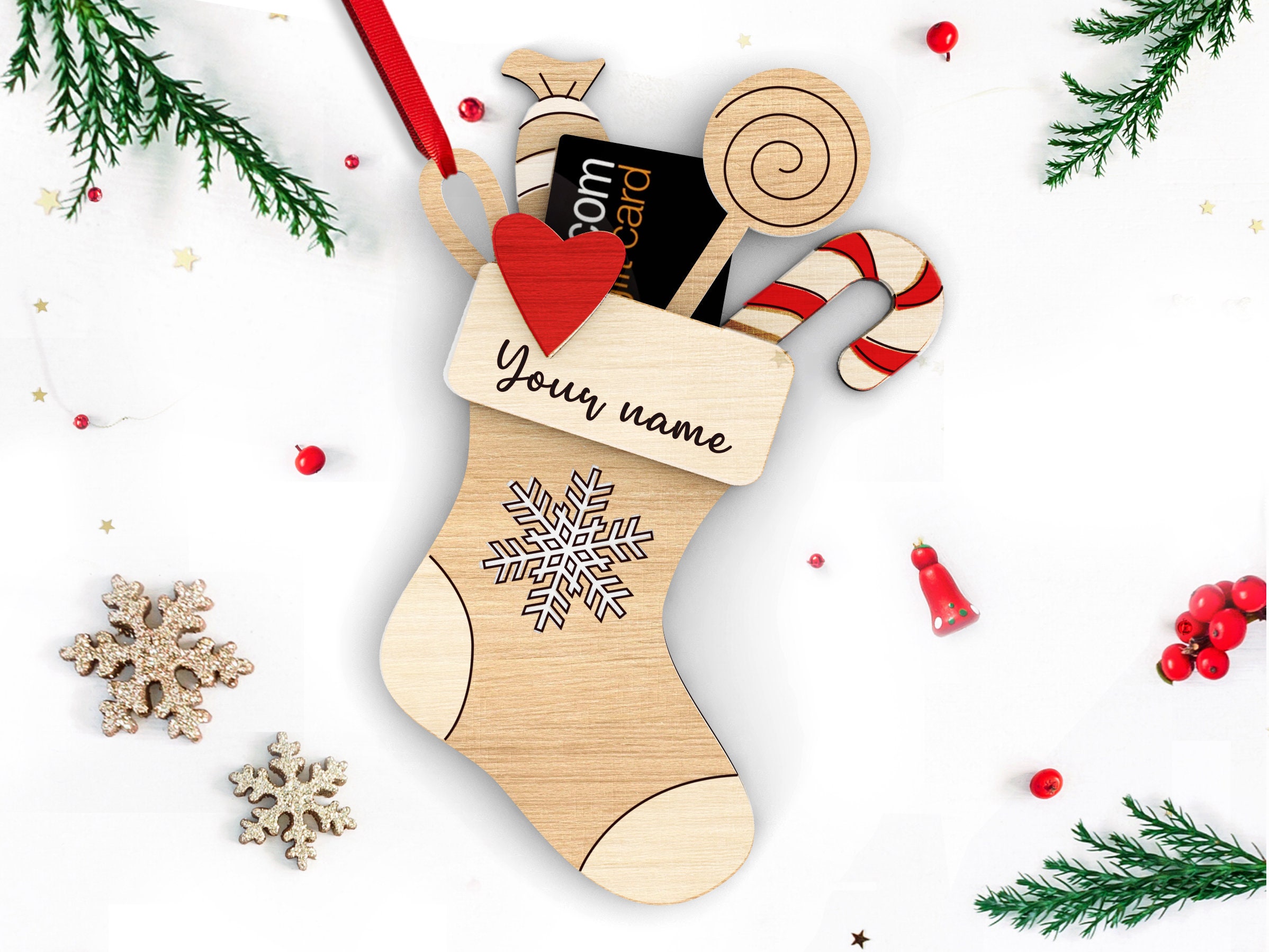 Customized Christmas Stocking Gift Card Holder Personalized Etsy