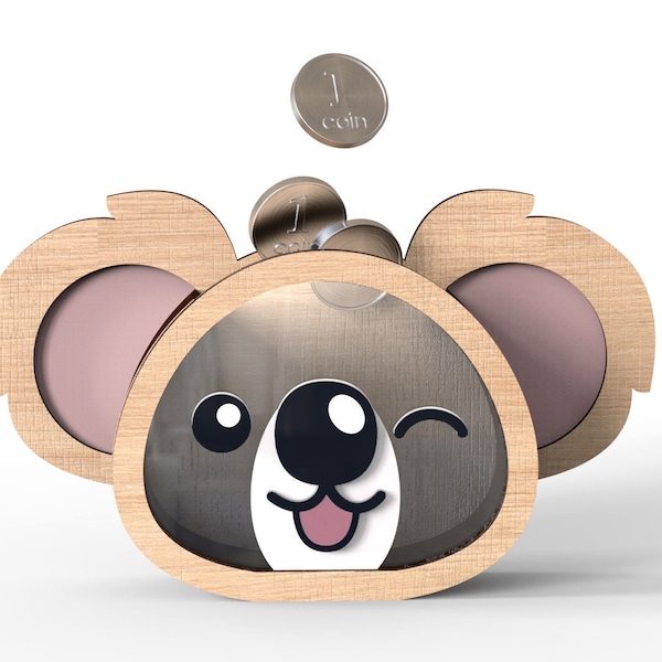 Adorable little Koala Money Box | Piggy Bank | laser cutting file, vector file - INSTANT DOWNLOAD - Commercial use