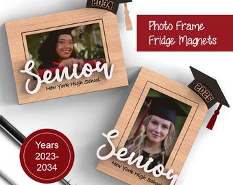 Personalized Senior Graduation Photo Frame Magnet: Laser Cut File (SVG, DXF, PDF)