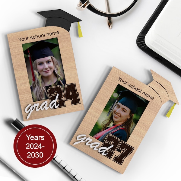 Graduation Frame Fridge Magnet  | Glowforge File | Grad 2024 | 2"x3" wallet sized photo | Svg Laser-Ready Cut Files