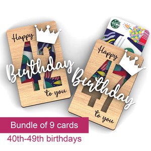 Gelukkige verjaardag-cadeaukaarthouder | 40e 41e 42e 43e 44e 45e 46e 47e 48e 49e| Geldcadeau | Speciale leeftijd | Svg-laserklare gesneden bestanden