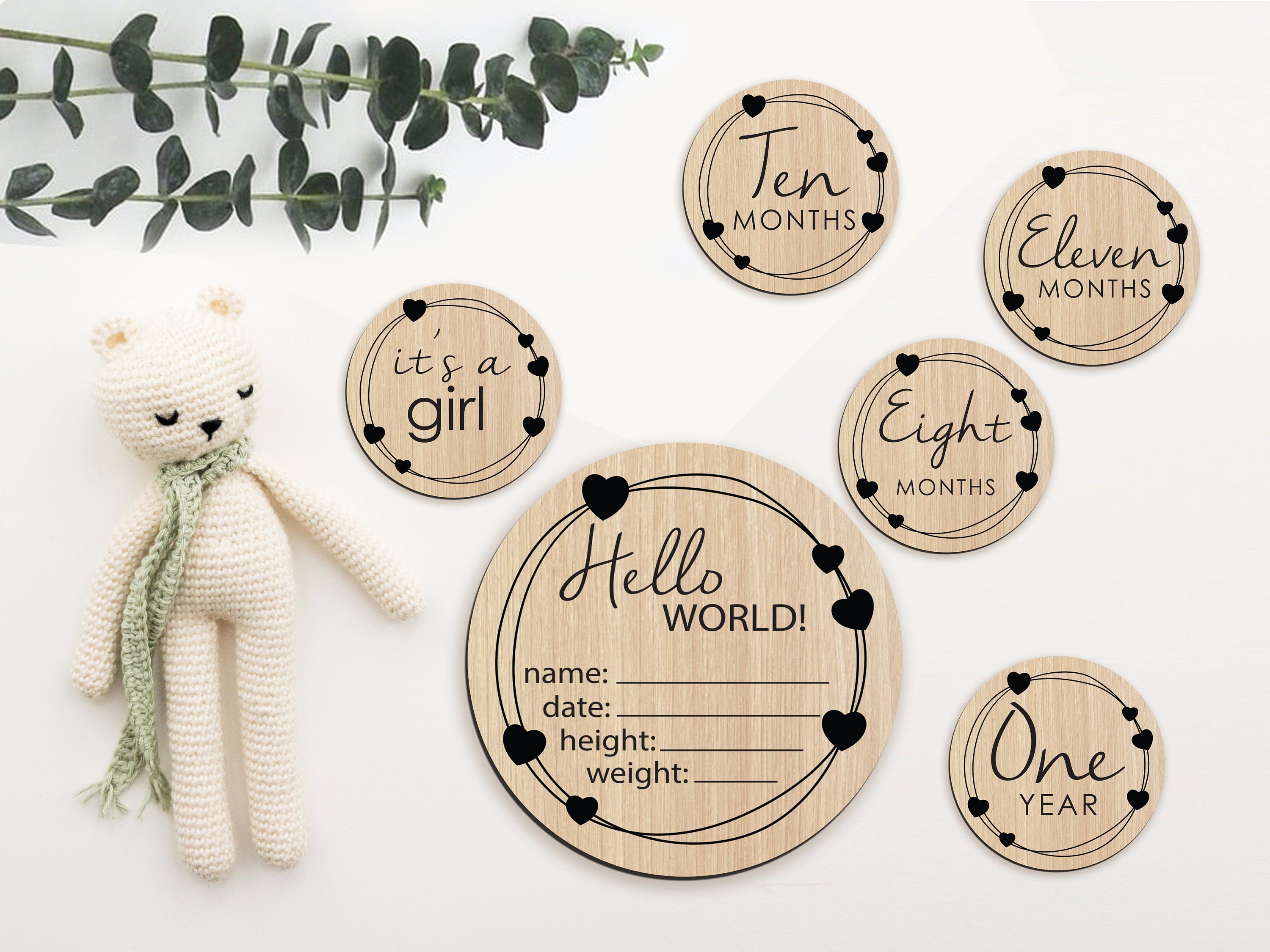 Baby Milestone Rounds Bundle | Hearts Ornament | Glowforge SVG Files ...