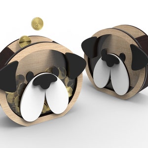Personalized Piggy Bank | Money Box | Boxer Dog- laser cutting file, vector file - INSTANT DOWNLOAD - Commercial use