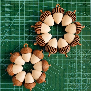 Acorn Wreath Ornament STL | Fall Decor 3D Print File | Set of 2 | Autumn Hanging Ornament | Woodland Thanksgiving Decor | Commercial License